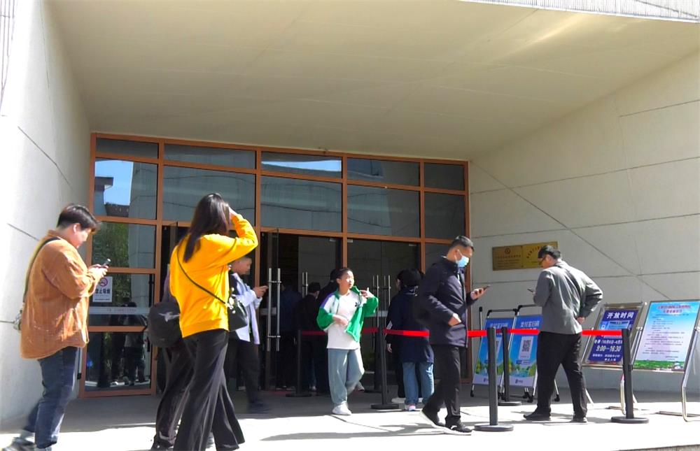圖為游客正在排隊(duì)準(zhǔn)備進(jìn)入安徽中國(guó)桐城文化博物館參觀.jpg